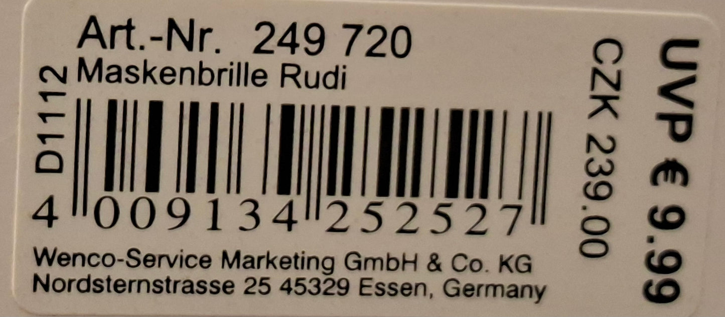 Maskenbrille "Rudi" glitzernd - Original Neuware