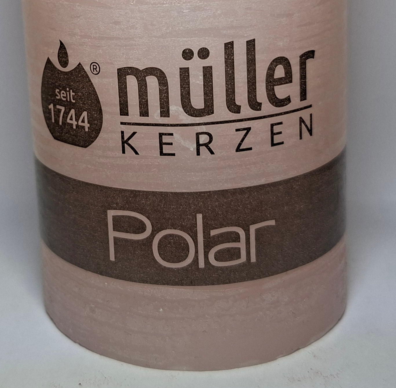 Müller Kerze POLAR rosa 90/58mm - durchgefärbte Stumpenkerze mit Raureif-Effekt - Original Neuware