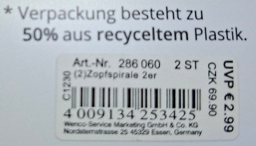 Mibella Zopfspirale 2er Set blau/grün - Original Neuware