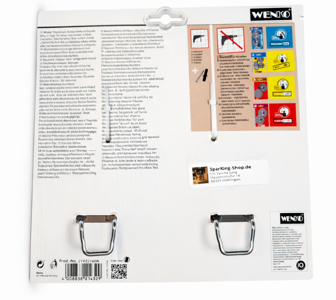 WENKO Turbo-Loc® Wandablage „Model Premium“ – Edelstahl