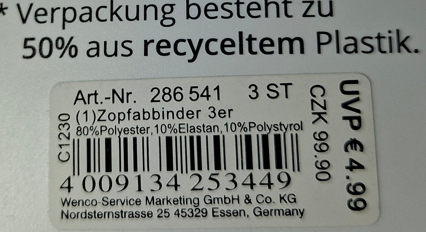 Mibella Zopfabbinder 3er Set "Trio" - Original Neuware