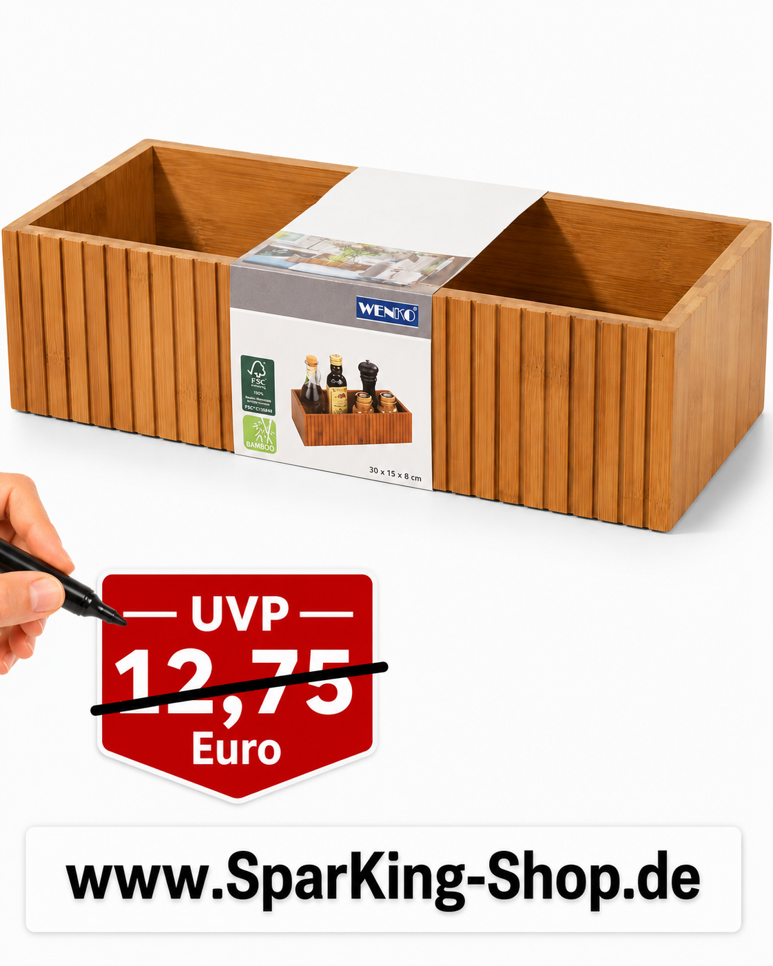WENKO Aufbewahrungsbox Mera aus geräuchertem Bambus – SparKing-Shop