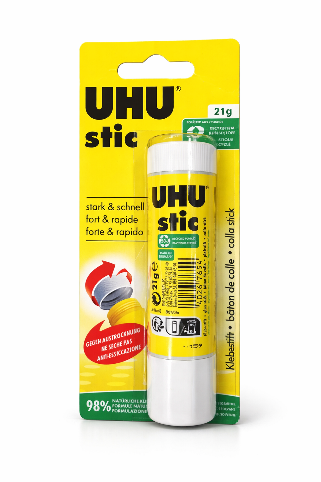 UHU stic Klebestift 21 g – lösungsmittelfrei, stark & schnell, Papier- und Bastelkleber Made in Germany