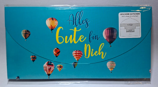Gutscheinkarte "Alles Gute für dich" im Heißluftballon-Style - Original Neuware