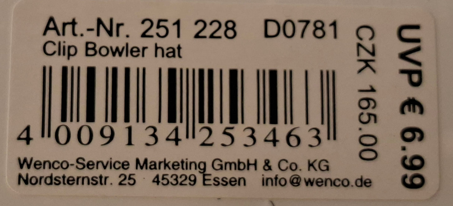 Clip "Bowler hat" Hut mit Feder Happy New Year - Original Neuware