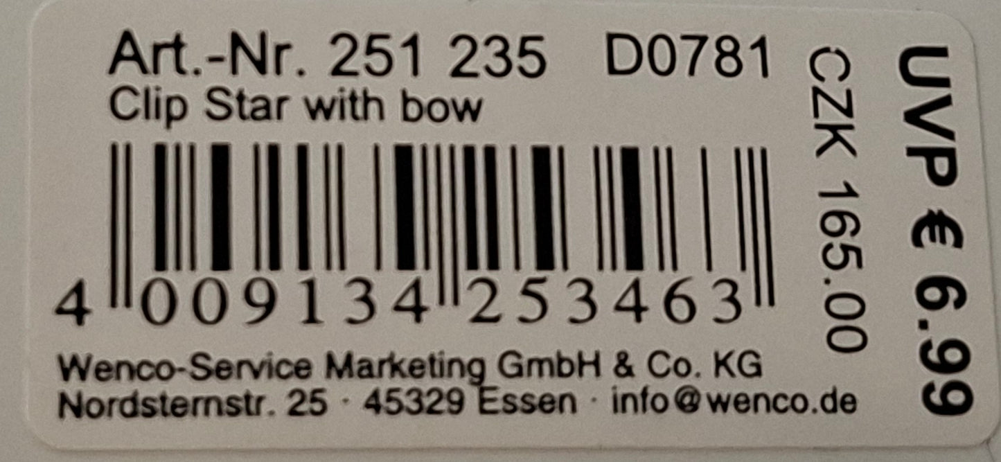 Clip "Star with bow" Stern mit Schleife - Original Neuware