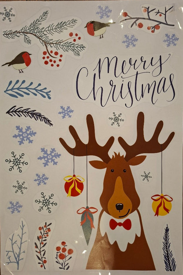 3x Weihnachts-Fensterbilder "Rentier" - selbstklebend & wiederverwendbar - Original Neuware