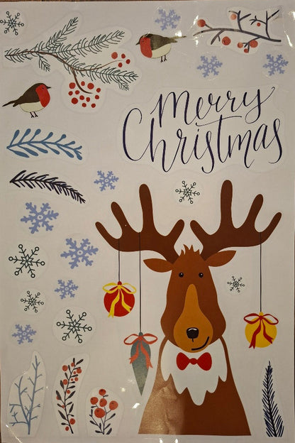 3x Weihnachts-Fensterbilder "Rentier" - selbstklebend & wiederverwendbar - Original Neuware