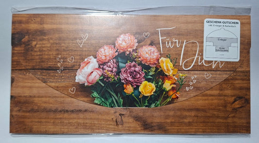Gutscheinkarte "Für Dich" mit Blumen - Original Neuware