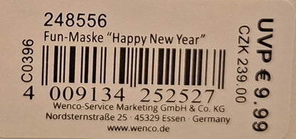 Fun Maske "Happy New Year" lustig & glitzernd - Original Neuware
