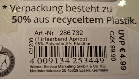 Mibella Haarband "Apricot" - Original Neuware