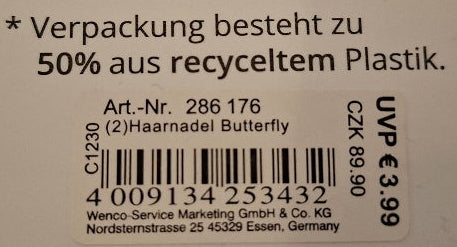 Mibella Haarnadel "Butterfly" - Original Neuware