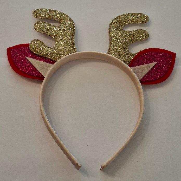Haarreifen "Antler" Geweih mit Ohren glitzernd - Original Neuware