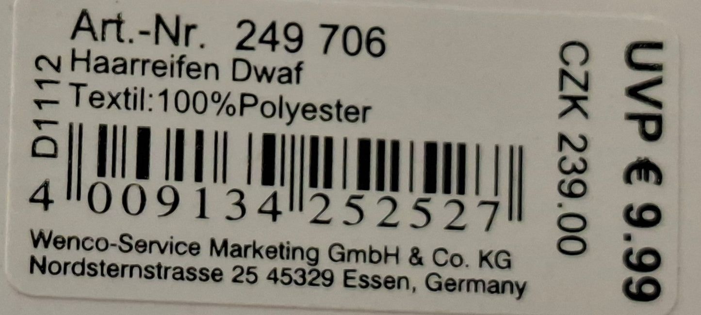 Haarreifen "Dwaf" Wichtelhütchen - Original Neuware