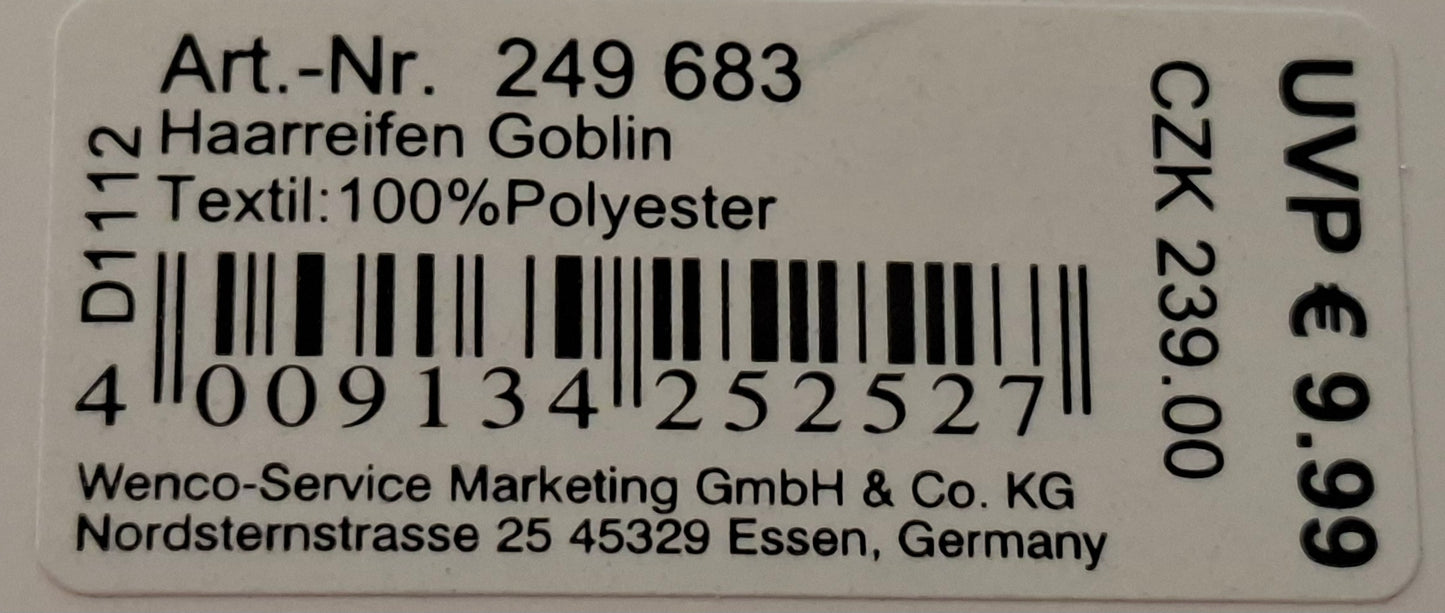 Haarreifen "Goblin" glitzernd - Original Neuware