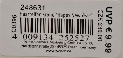 Haarreifen Krone "Happy New Year" - Original Neuware