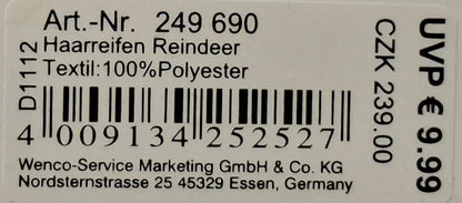 Haarreifen "Reindeer" Rentier mit Mütze - Original Neuware