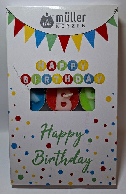 Müller Kerzen Geburtstagsset mit 13 Teelichtern "Happy Birthday" - Original Neuware
