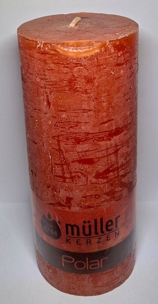 Müller Kerze POLAR weinrot 160/68mm - durchgefärbte Stumpenkerze mit Raureif-Effekt - Original Neuware