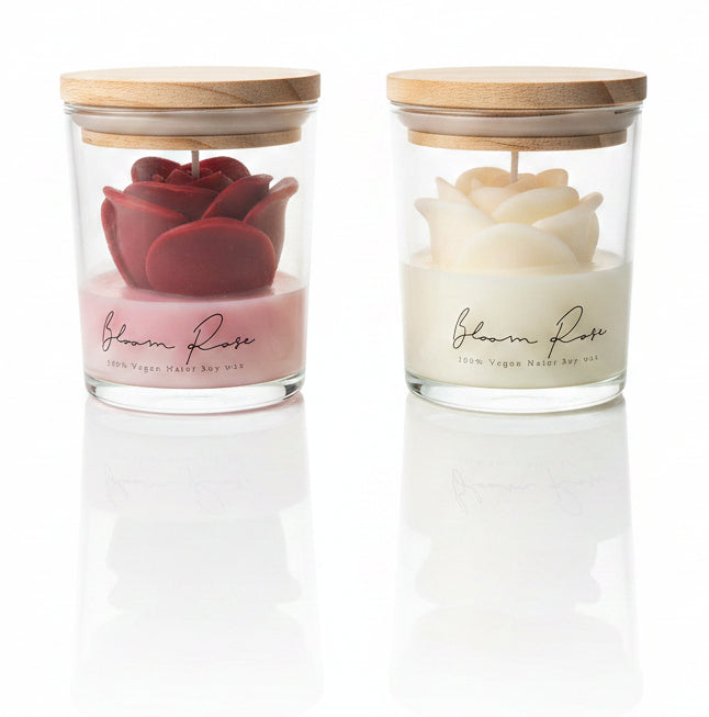 Handgemachtes Duftkerzen 2er Set – Rosenkerzen aus Sojawachs | 100 % Vegan