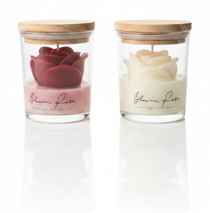 Handgemachtes Duftkerzen 2er Set – Rosenkerzen aus Sojawachs | 100 % Vegan