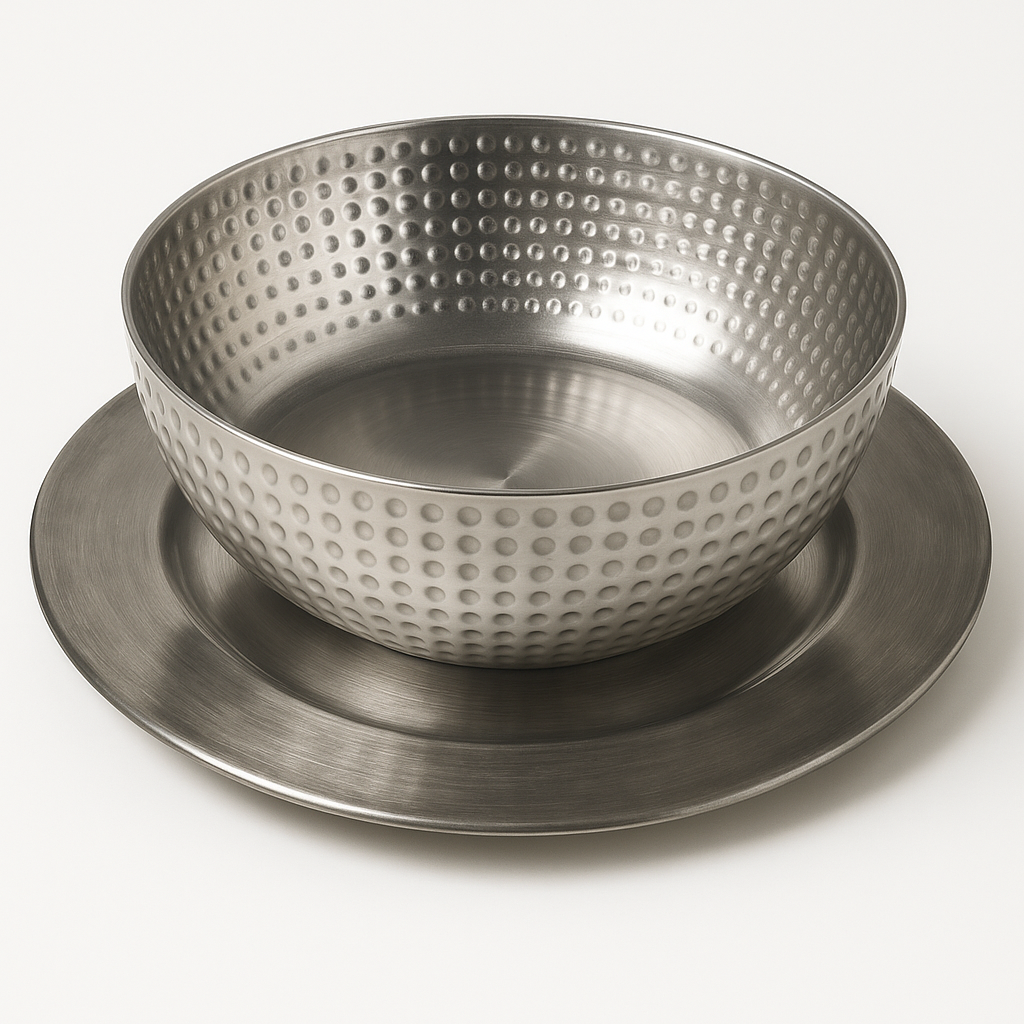 Hochwertiges Edelstahl-Set – Obstschale & Platzteller für stilvolles Servieren