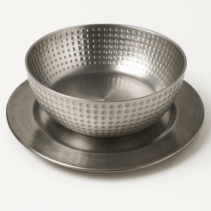 Hochwertiges Edelstahl-Set – Obstschale & Platzteller für stilvolles Servieren