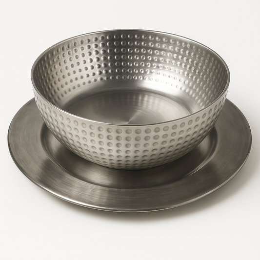 Hochwertiges Edelstahl-Set – Obstschale & Platzteller für stilvolles Servieren