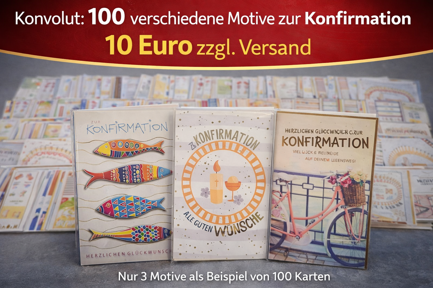 100x Konfirmationskarten – verschiedene Motive – Konvolut – nur 10 € – ideal für Wiederverkauf & Flohmarkt