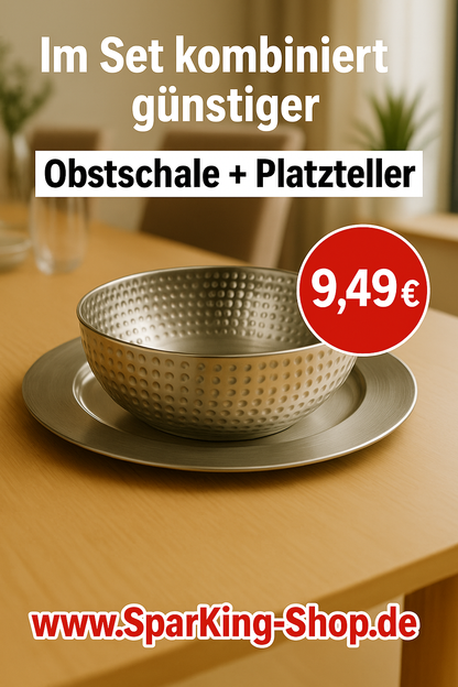 Hochwertiges Edelstahl-Set – Obstschale & Platzteller für stilvolles Servieren
