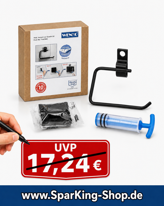 Wenko Toilettenpapierhalter Vacuum-Loc Quadro Edelstahl Schwarz
