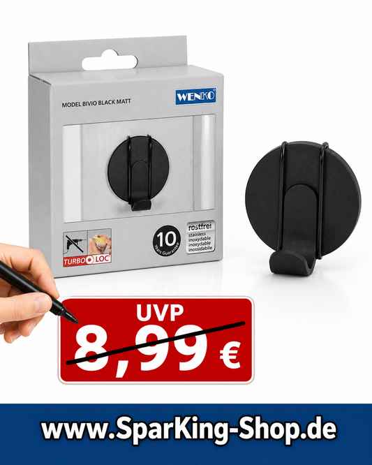 Wenko Turbo-Loc Wandhalter Uno „Bivio Black Matt“ aus Aluminium