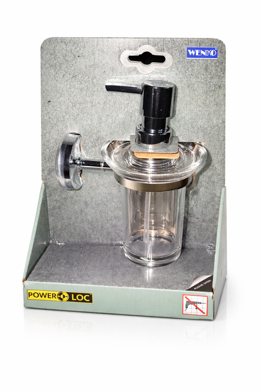 Wenko Power-Loc® Seifenspender – Wandmontage ohne Bohren | Glas & Chrom