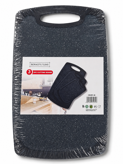 ROYALTY LINE 3er Schneidebrett-Set – 3 Größen | Schwarz