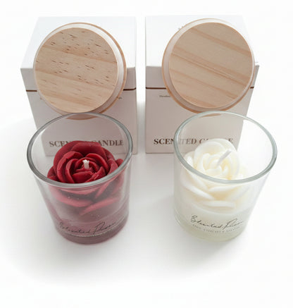 Handgemachtes Duftkerzen 2er Set – Rosenkerzen aus Sojawachs | 100 % Vegan
