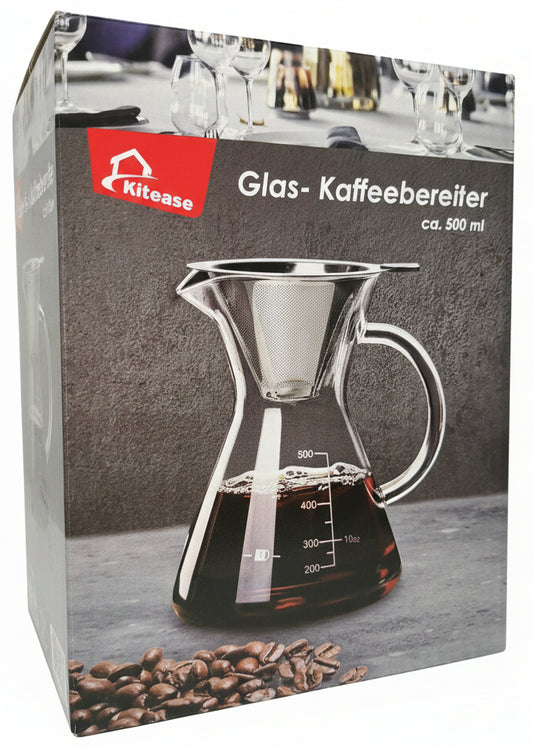 Glas-Kaffeebereiter mit Edelstahl-Dauerfilter – Aromatischer Kaffeegenuss ohne Papierfilter