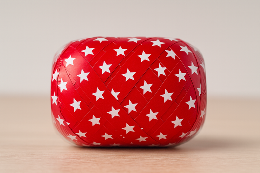 ⭐ 20 m Geschenkband – Rotes Dekoband mit weißen Sternen