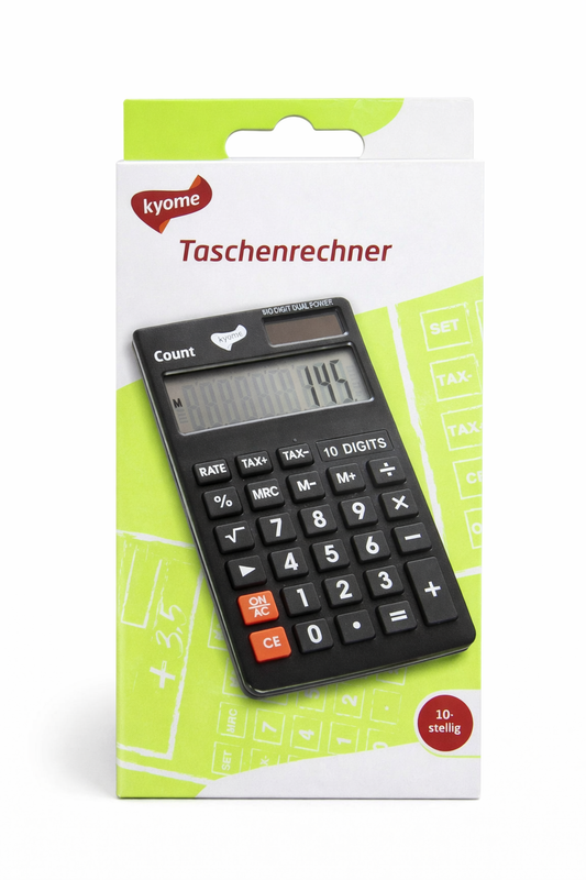 Taschenrechner 10-stellig mit Steuer- & Business-Funktionen – Solar & Batterie – Büro & Schule