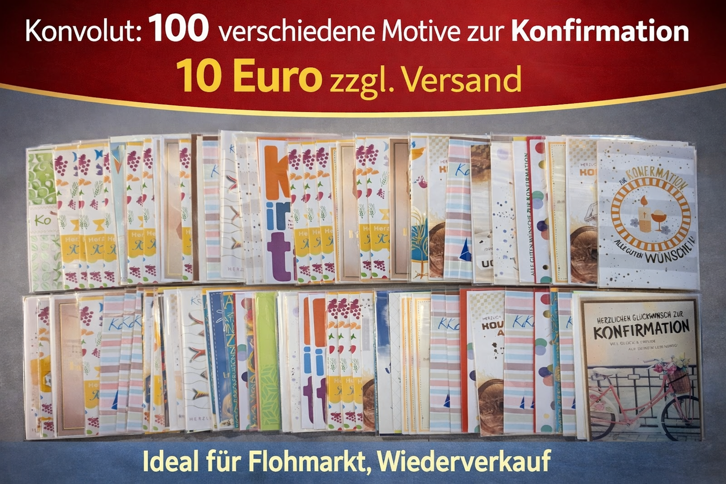 100x Konfirmationskarten – verschiedene Motive – Konvolut – nur 10 € – ideal für Wiederverkauf & Flohmarkt