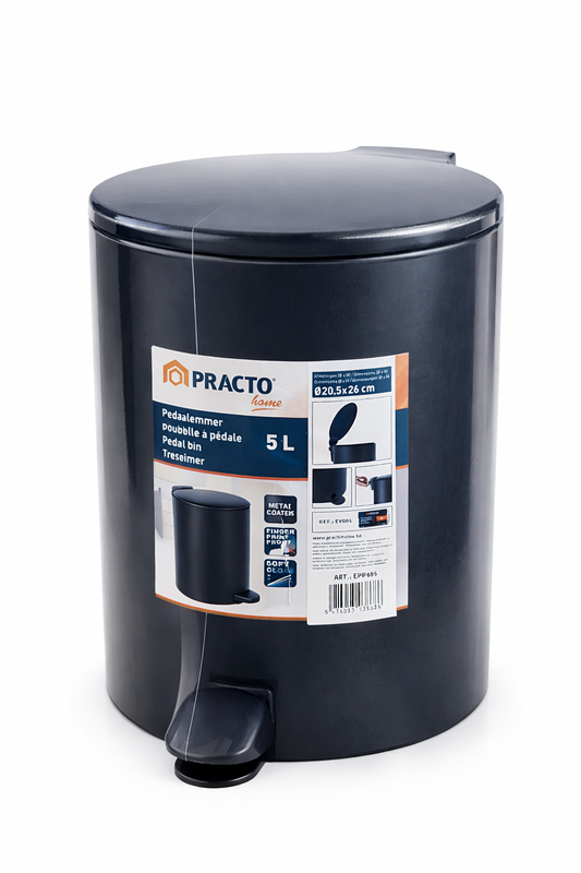 Eleganter 5 L Treteimer in schwarz– Perfekt für Badezimmer, Küche & Büro