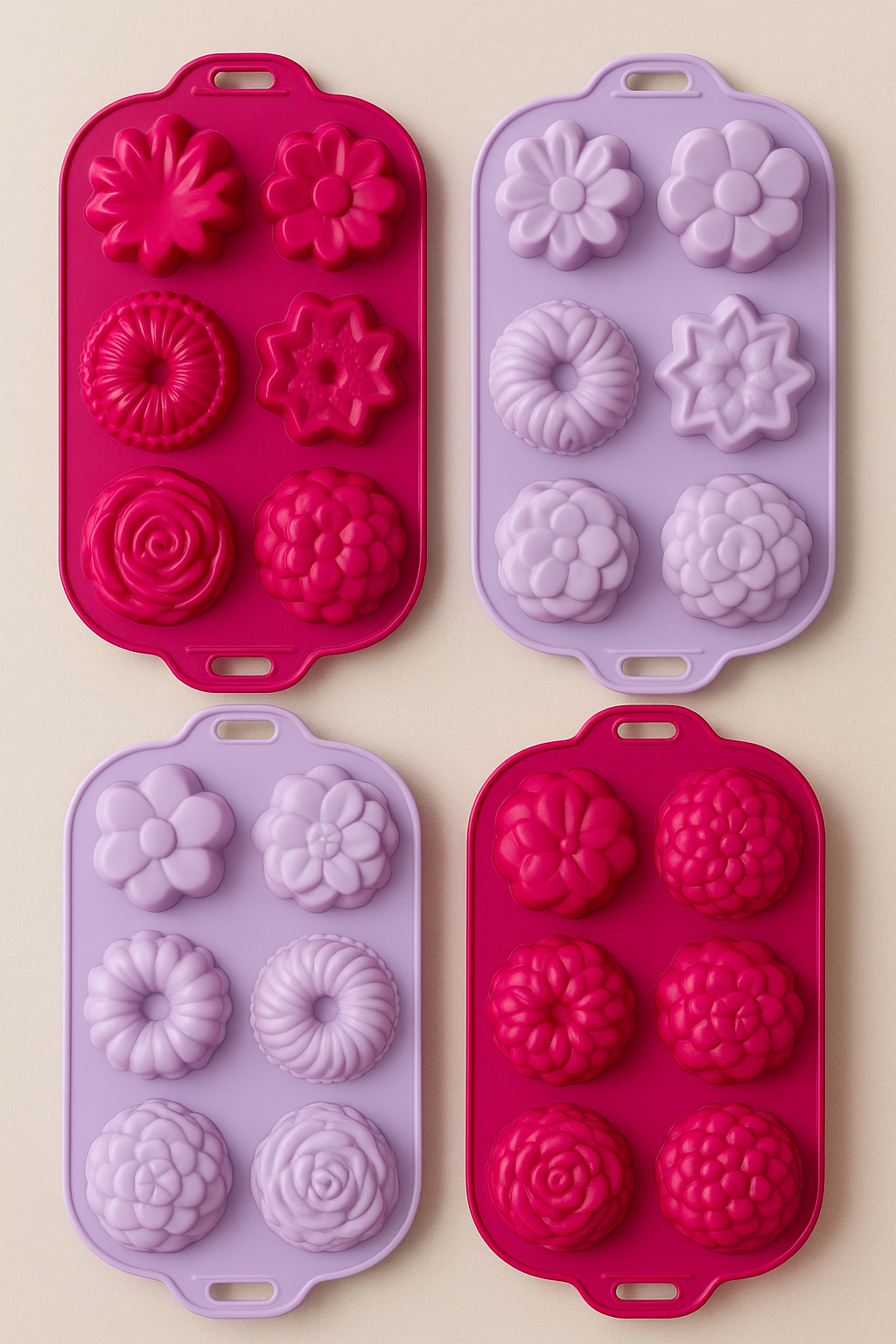 🍥 4er-Set Silikon-Backformen von Wenko - Neuware