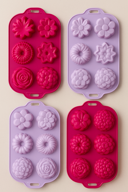 🍥 4er-Set Silikon-Backformen von Wenko - Neuware