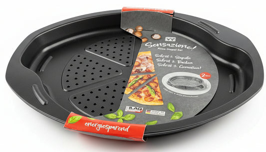 Sensazione! Pizza-Stapel-Set – 2-teilig, perforiertes Blech für extra knusprigen Boden 🍕