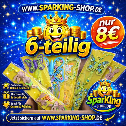 6-teiliges Frühlings-Deko Set – Bunte Holz Anhänger mit Hasen & Schmetterlingen | NEU & OVP