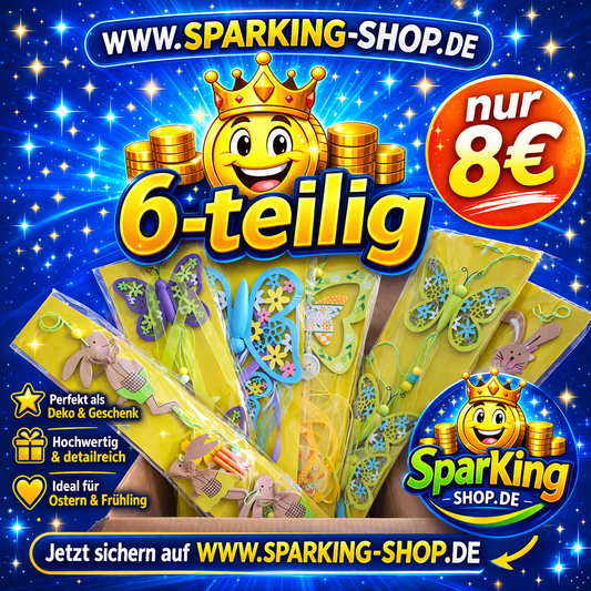 6-teiliges Frühlings-Deko Set – Bunte Holz Anhänger mit Hasen & Schmetterlingen | NEU & OVP