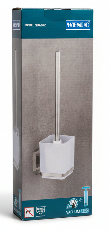 WENKO Quadro Vacuum‑Loc WC‑Garnitur – Hochwertige WC-Bürste mit Vacuum-Loc® Befestigung