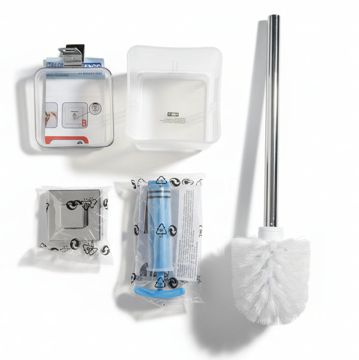 WENKO Quadro Vacuum‑Loc WC‑Garnitur – Hochwertige WC-Bürste mit Vacuum-Loc® Befestigung