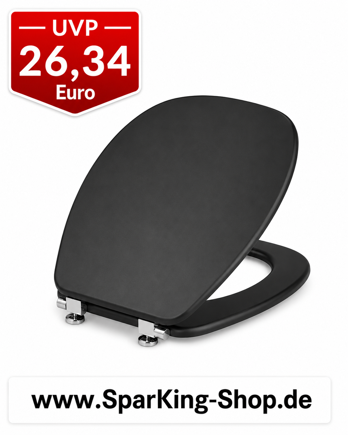 Wenko WC Sitz Prima 2007 Schwarz Matt – Moderner MDF Toilettensitz mit Edelstahlbefestigung