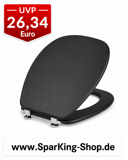 Wenko WC Sitz Prima 2007 Schwarz Matt – Moderner MDF Toilettensitz mit Edelstahlbefestigung