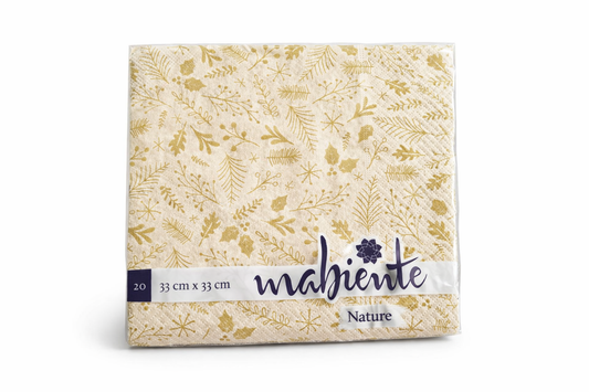 Servietten 33x33 cm Gold – Mabiente Nature Papierservietten 20 Stück, Nachhaltig & Elegant